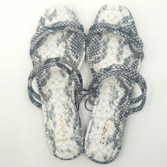 EXPRESS Snakeskin Strappy Slides Open Mule Flats Sandals Sz:7 - Picture 5 of 11